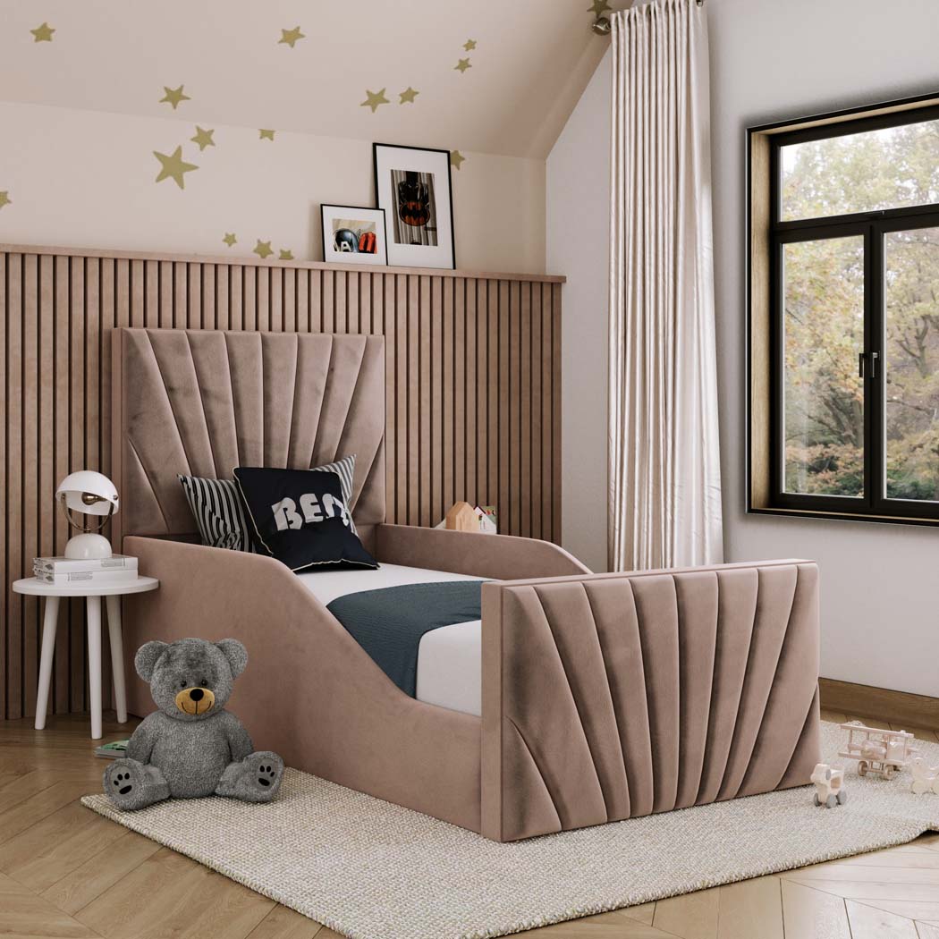 Bedzy Hugo Kids Fabric Bed with Safety Rails