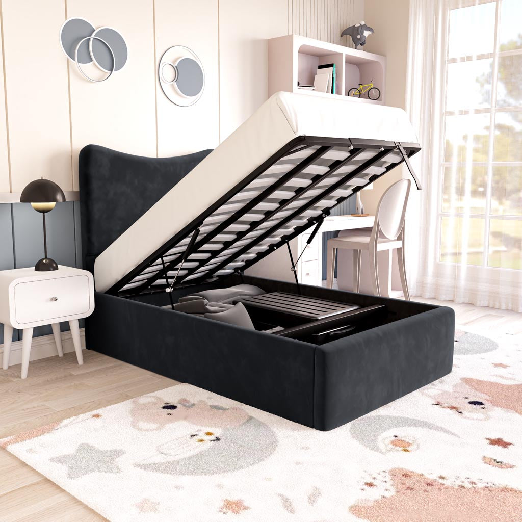Bedzy Sebastian Kids Fabric Bed with Safety Rails