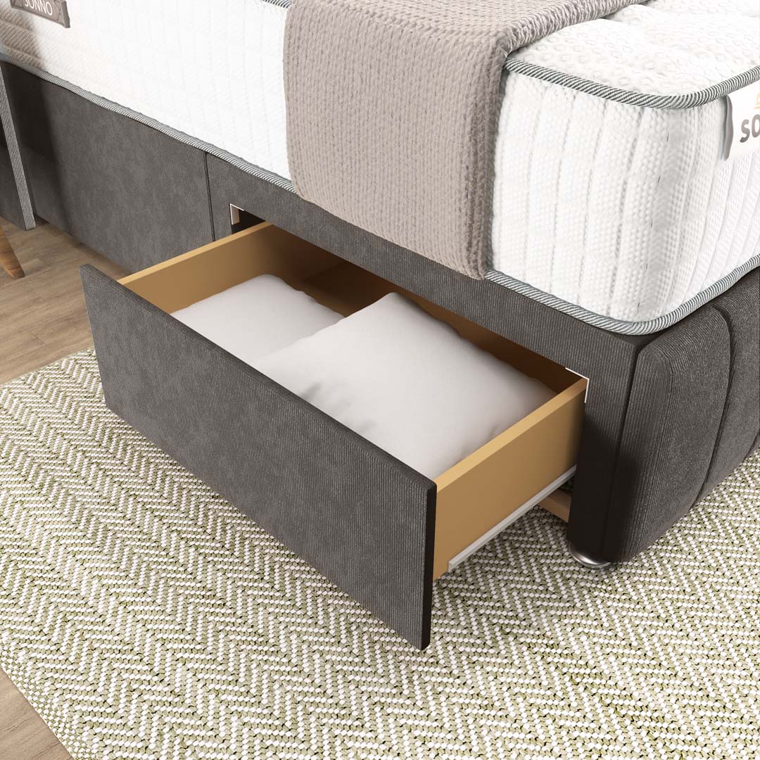 Bedzy Premium Divan Bed Base on Chrome Metal Legs