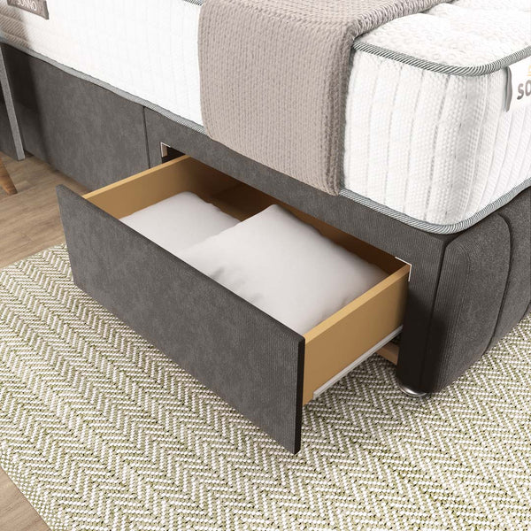 Bedzy Premium Divan Bed Base on Chrome Metal Legs