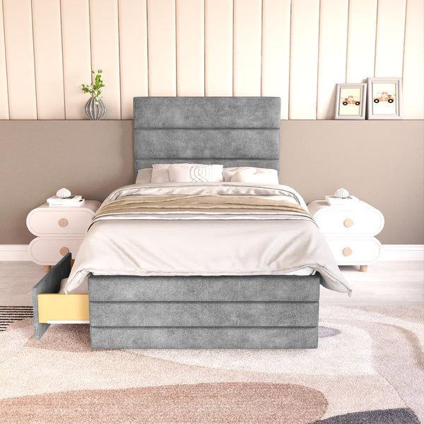 Bedzy Emily Kids Fabric Bed with Safety Rails