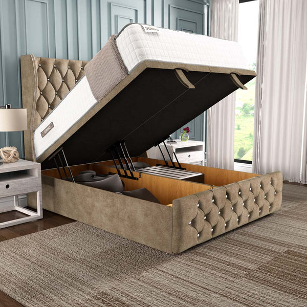Bedzy Midas Coil Sprung Ottoman Side Lift Bed Set