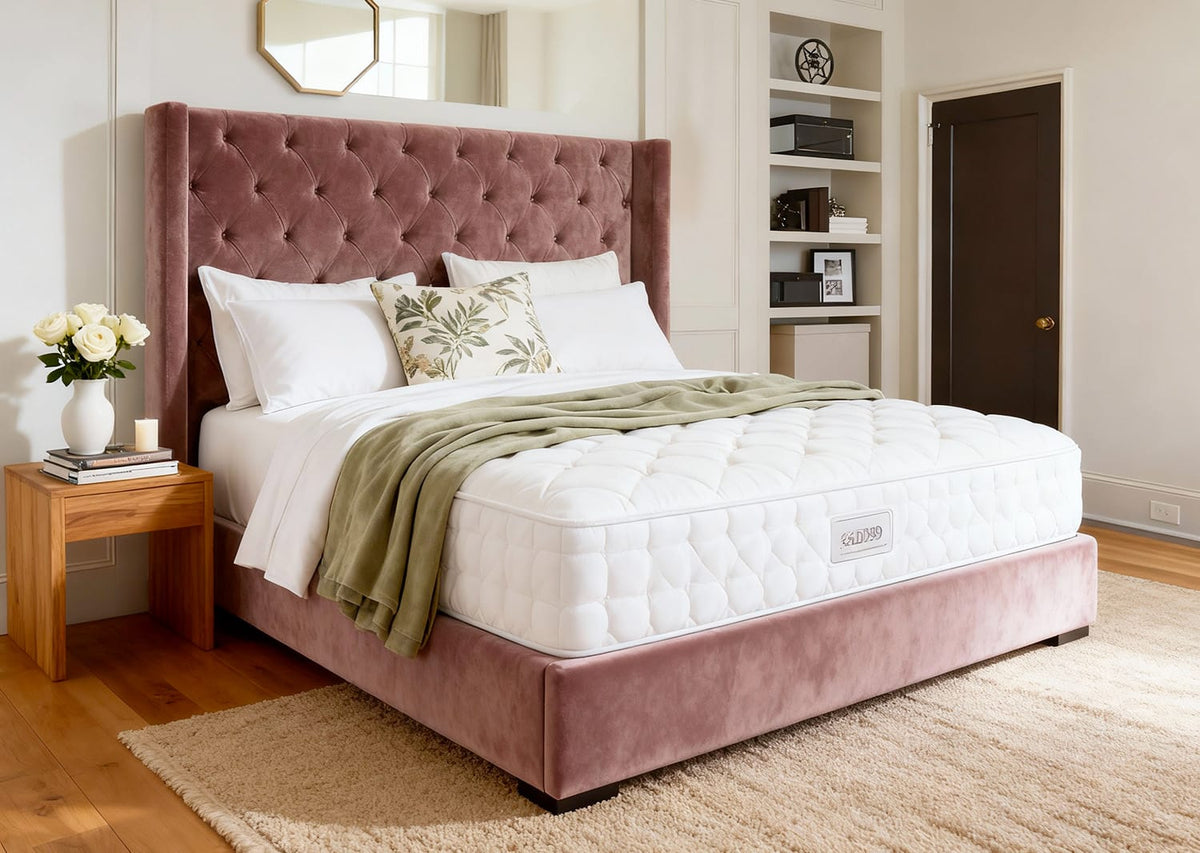 Bedzy Valencia Winged Fabric Upholstered Bed Frame